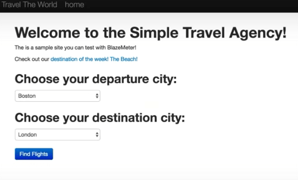 Searching for available flights as part of JMeter tutorial.