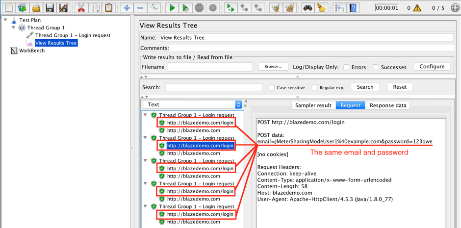 sharing mode thread group csv data set config jmeter