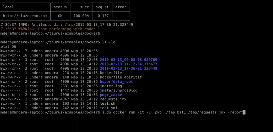 taurus load tests with docker