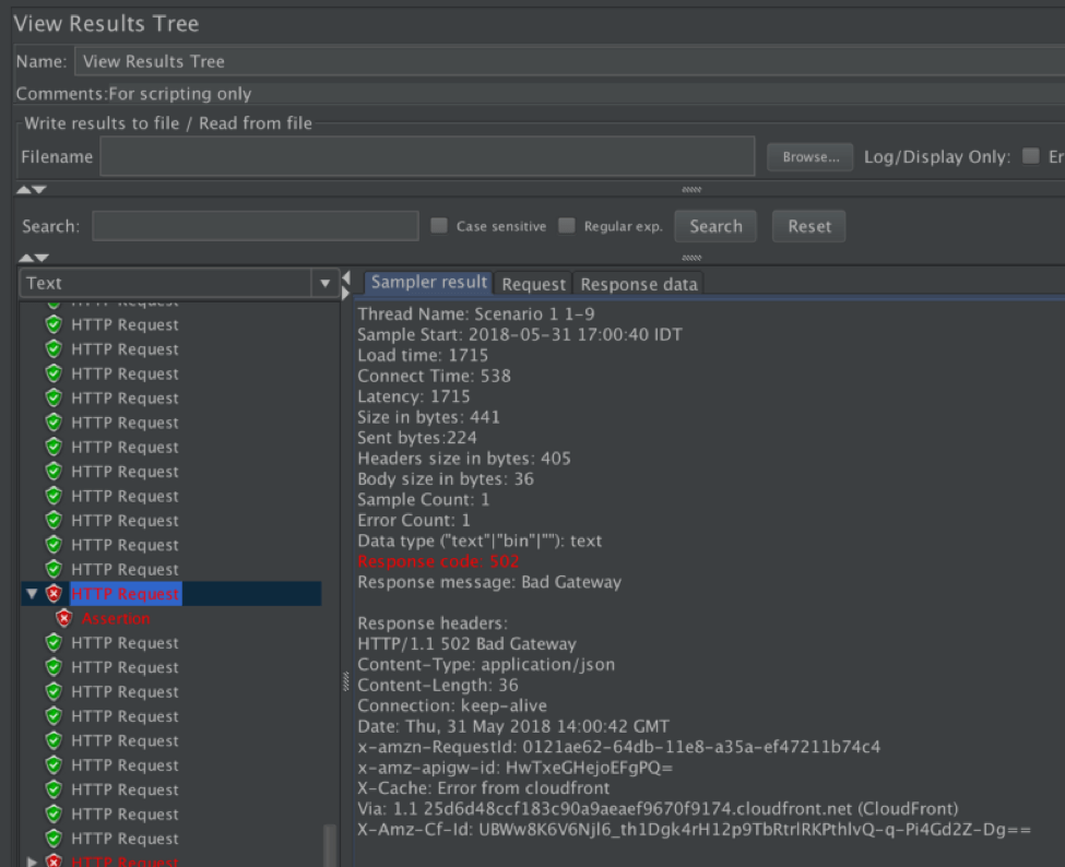 analyzring load test results for serverless apps