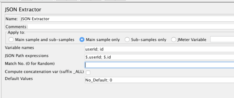 Filling in data points in JSON Extractor