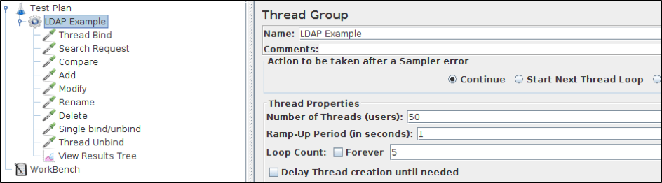 ldap test on jmeter test scenario
