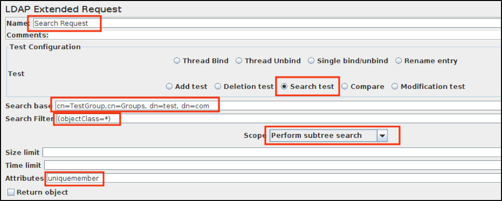 ldap sampler jmeter search request