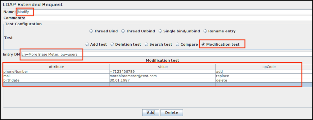ldap sampler jmeter modify test