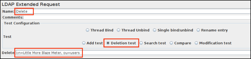 ldap sampler jmeter delete request