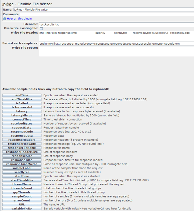 flexible file writer jmeter