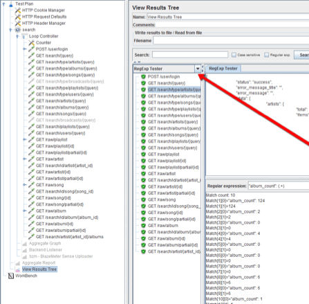 viw results tree reqexp tester
