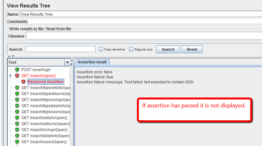 view results tree assertion result