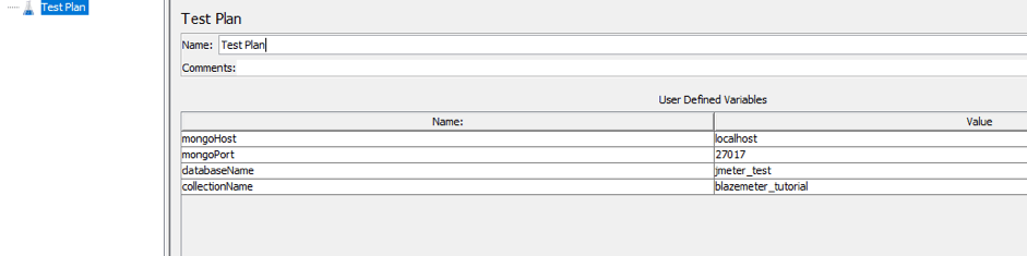 specified variables for mongodb performance testing