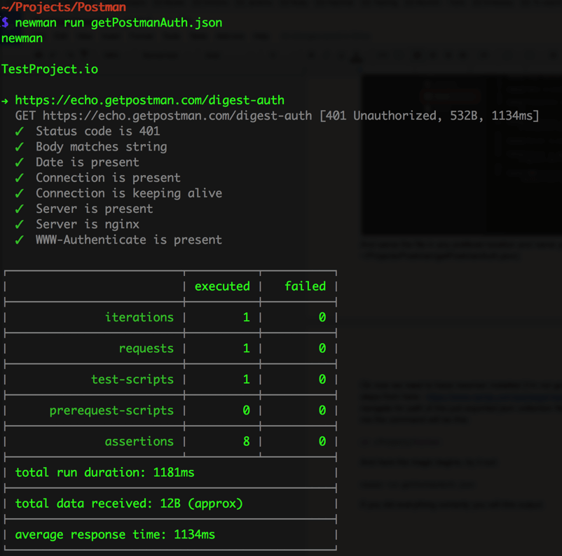 Newman Postman output