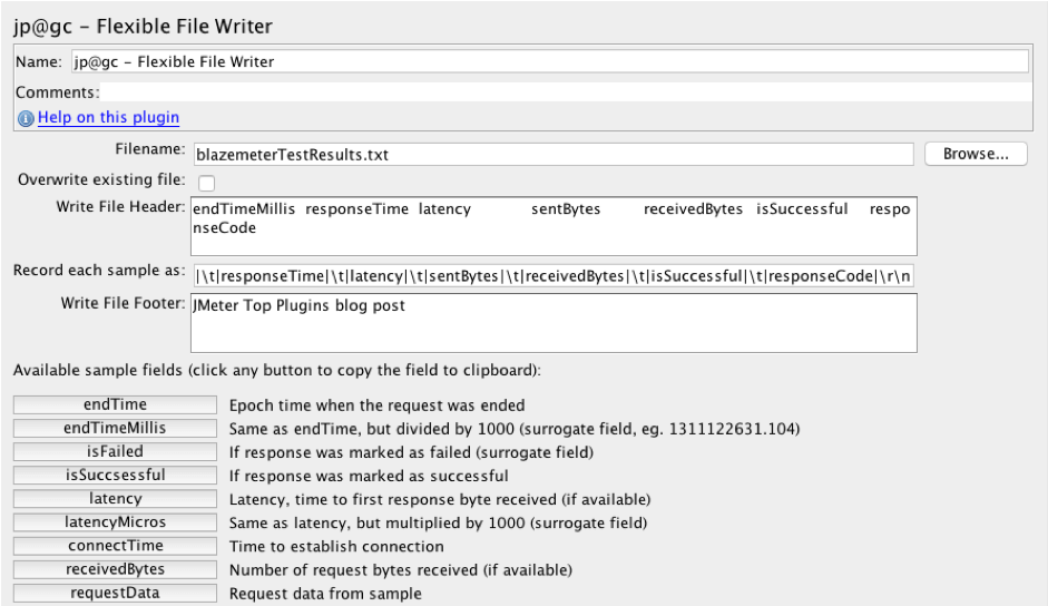 JMeter plugin: Flexible File Writer