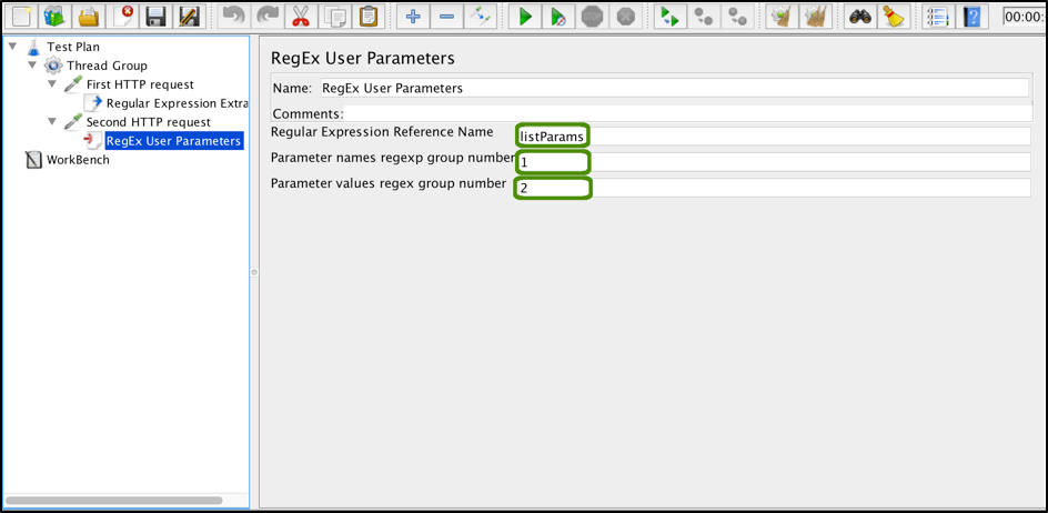 jmeter, regex user parameters preprocessor
