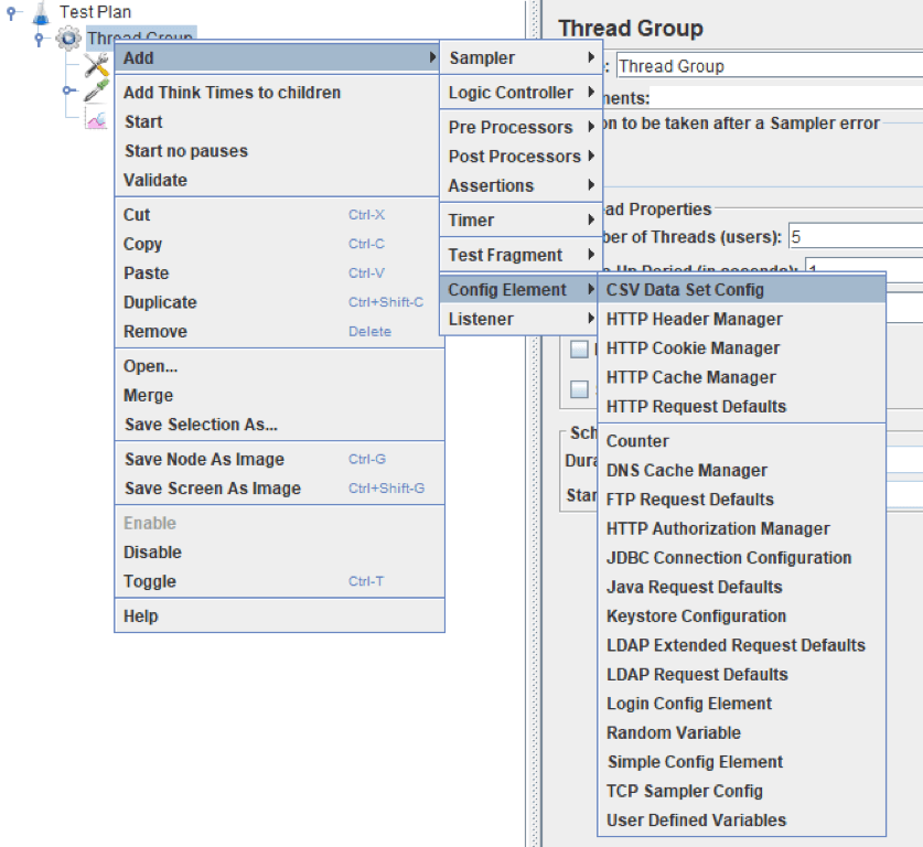 variables, jmeter, csv file, csv data set config