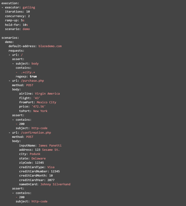 Sample of Gatling YAML script